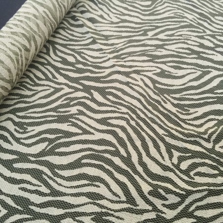 Dentelle zèbre vert olive