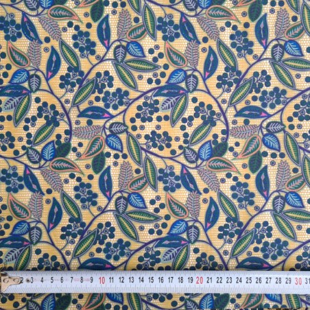 Cotone SUMATRA blu sfondo ocra
