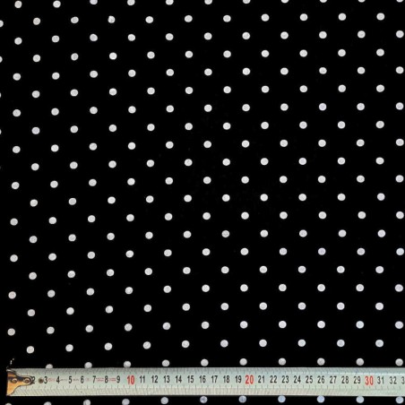 cotone-punti-5mm-bianchi-sfondo-nero | comprare cotone stampato