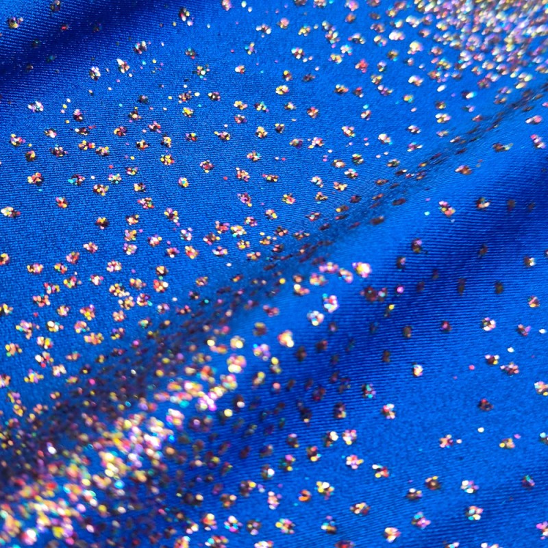 Licra lucida paillettes multicolores blu