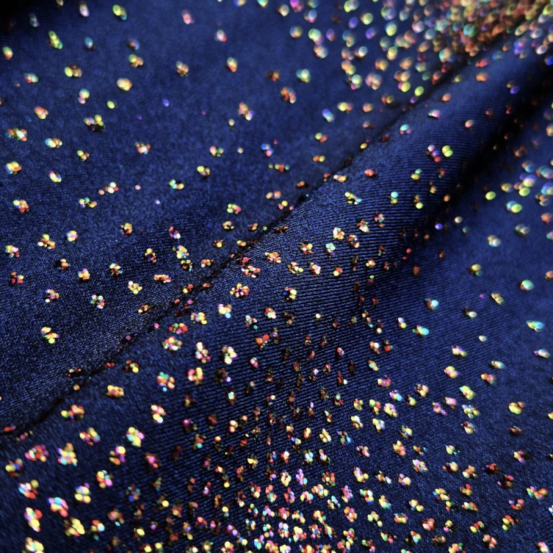 Licra lucida paillettes multicolores marino