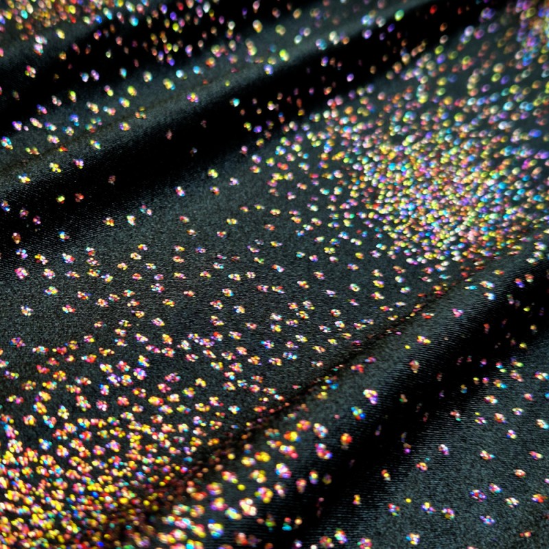 Licra lucida paillettes multicolores nero