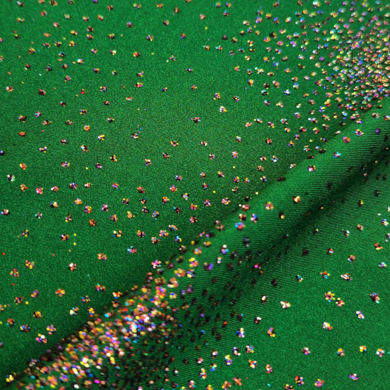 Licra lucida paillettes multicolores verde