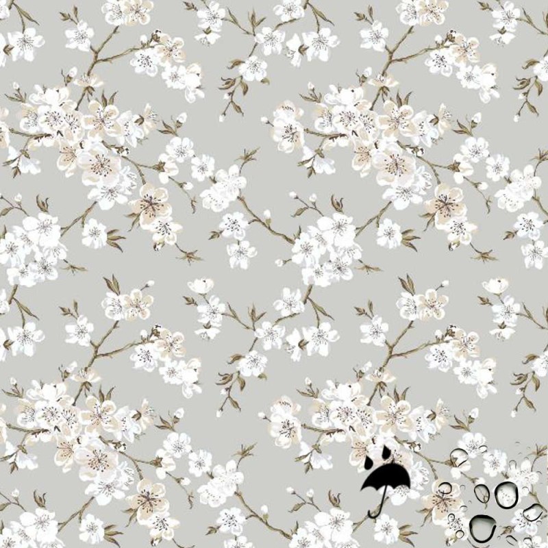 ▶ Tessuto resinato e stampato al metro | ♥ griggio sakura ♥ | tessuto impermeabile