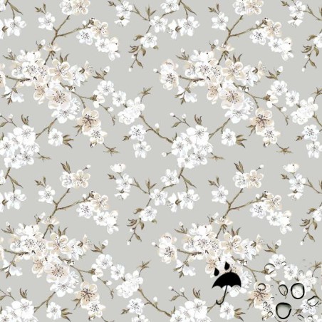 ▶ Tessuto resinato e stampato al metro | ♥ griggio sakura ♥ | tessuto impermeabile