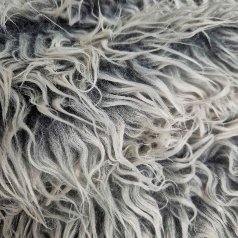 Pelliccia extra lungo bicolore griggio