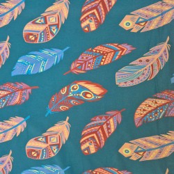 Jersey cotone stampato piume