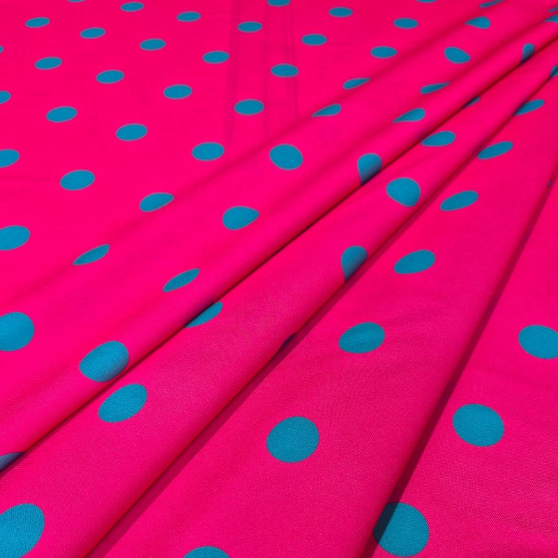 ►Tessuto a pois colorati al metro | Acquista tessuto stampato flamenco
