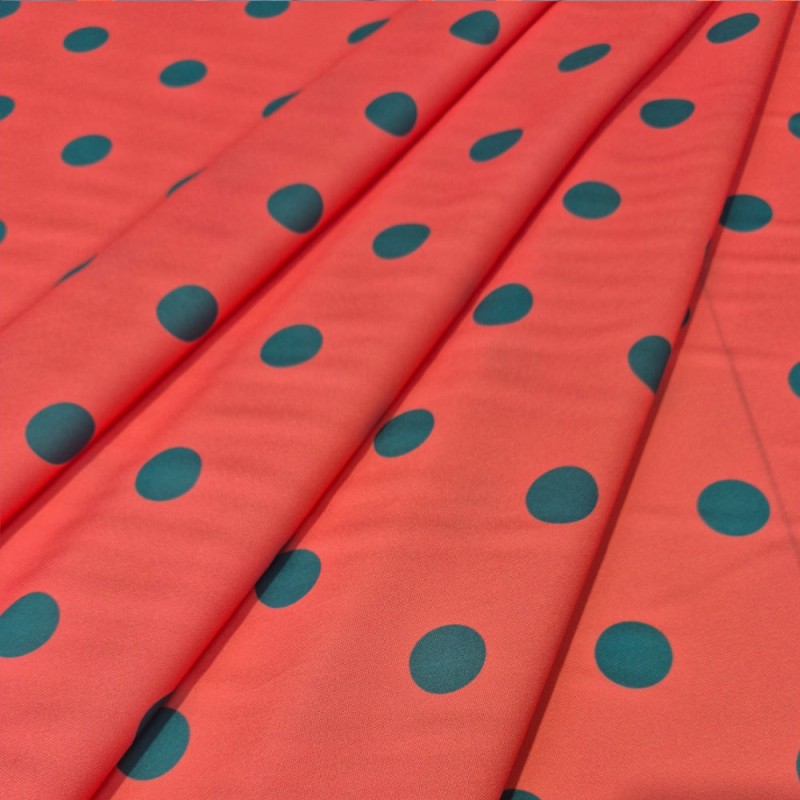 ►Tessuto a pois colorati al metro | Acquista tessuto stampato flamenco