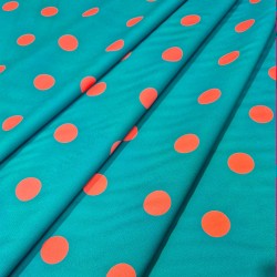 ►Tessuto a pois colorati al metro | Acquista tessuto stampato flamenco