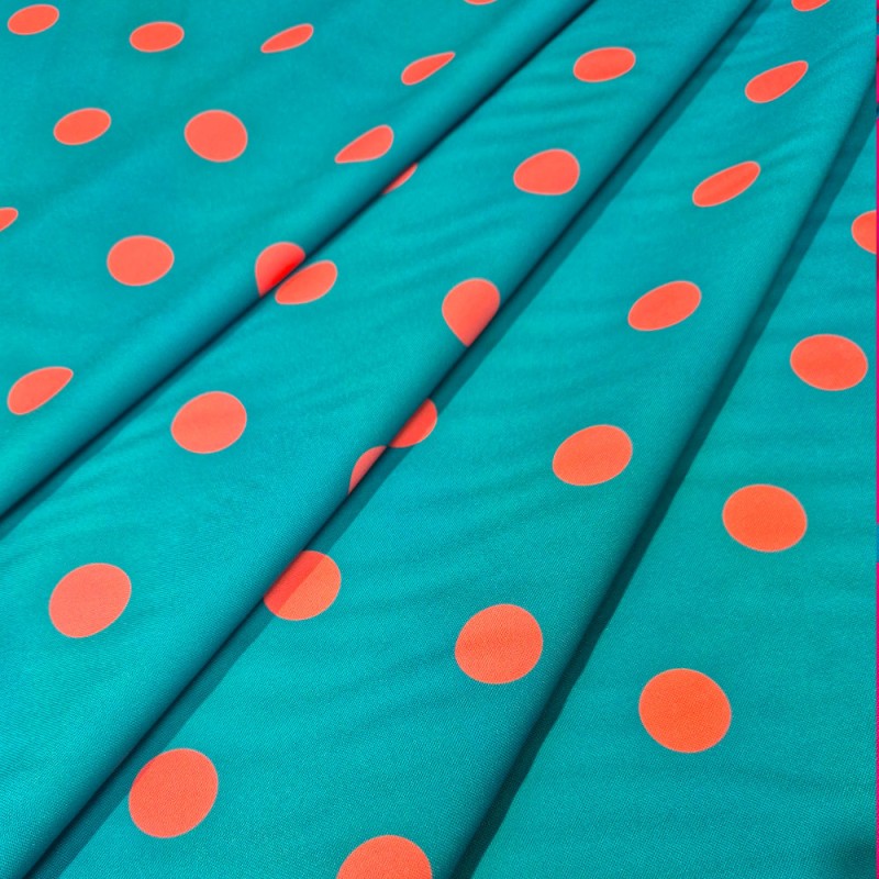 ►Tessuto a pois colorati al metro | Acquista tessuto stampato flamenco